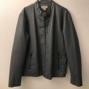 Reaction Kenneth Cole gray faux leather biker jacket XL